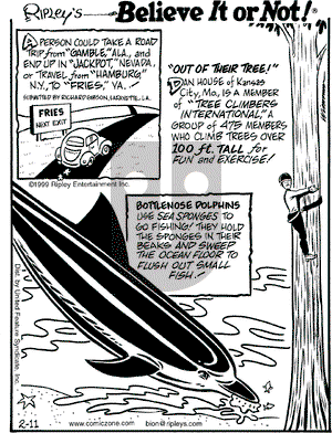 Ripley's Believe It or Not on Thursday February 11, 1999 Comic Strip