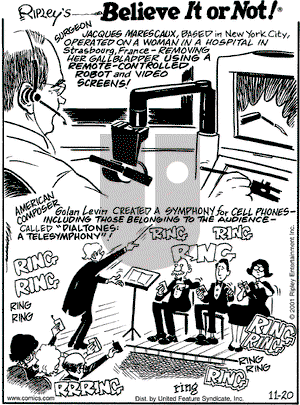 Ripley's Believe It or Not on Tuesday November 20, 2001 Comic Strip