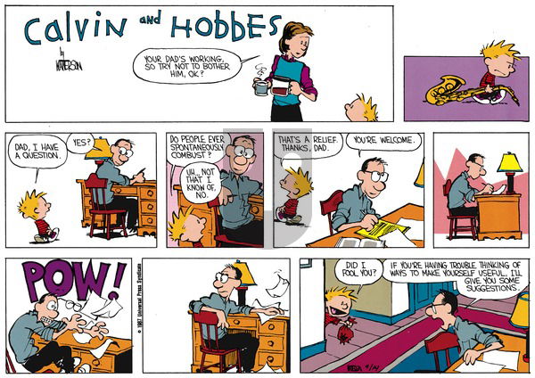 Calvin and Hobbes on Sunday November 1, 1987 Comic Strip