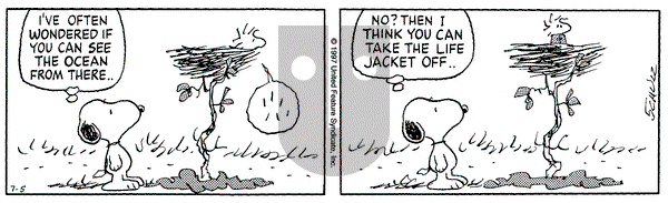 Peanuts on Saturday July 5, 1997 Comic Strip