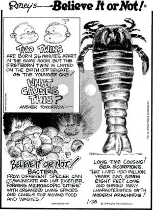 Ripley's Believe It or Not on Friday January 25, 2008 Comic Strip