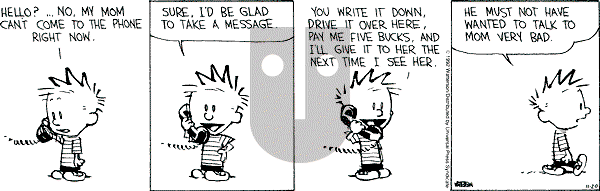 Calvin and Hobbes - Friday November 20, 1992 Comic Strip