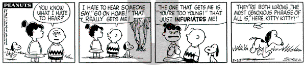 Peanuts on Monday February 23, 1959 Comic Strip