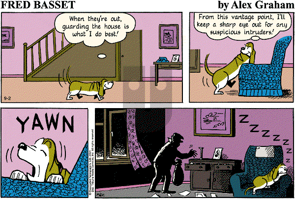 Fred Basset on Sunday September 2, 2001 Comic Strip