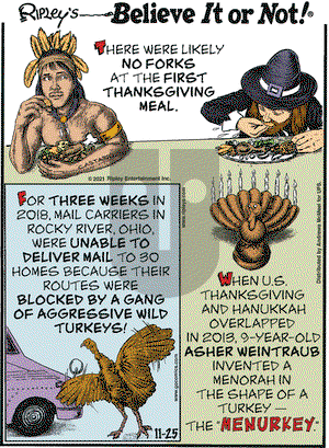 Ripley's Believe It or Not - Thursday November 25, 2021 Comic Strip