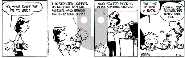 Calvin and Hobbes - Wednesday December 11, 1985 Comic Strip