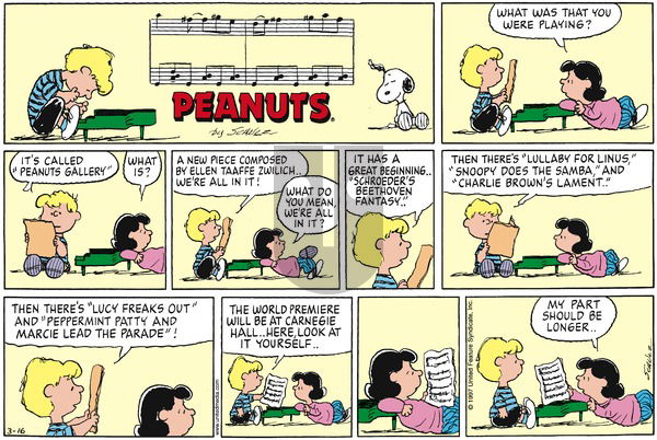 Peanuts on Sunday March 16, 1997 Comic Strip