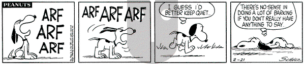 Peanuts - Saturday February 21, 1959 Comic Strip