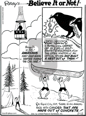 Ripley's Believe It or Not on Friday February 12, 1999 Comic Strip