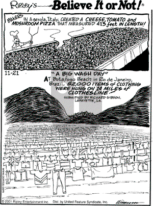 Ripley's Believe It or Not on Wednesday November 21, 2001 Comic Strip