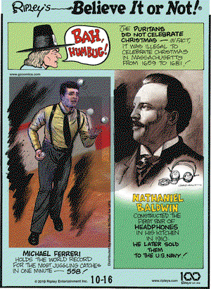 Ripley's Believe It or Not on Wednesday October 16, 2019 Comic Strip