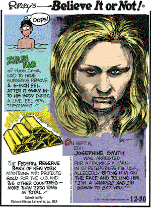Ripley's Believe It or Not on Friday December 30, 2011 Comic Strip