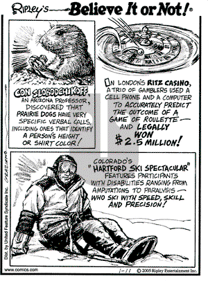 Ripley's Believe It or Not on Tuesday January 11, 2005 Comic Strip