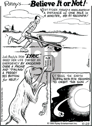 Ripley's Believe It or Not on Wednesday May 29, 1996 Comic Strip
