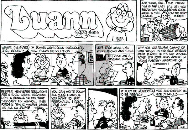 Luann on Sunday December 31, 1989 Comic Strip