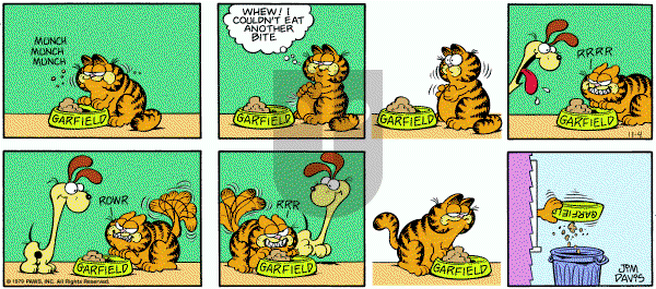 Garfield on Sunday November 4, 1979 Comic Strip
