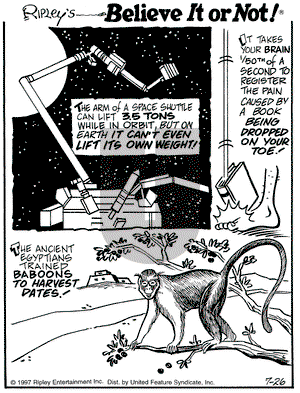 Ripley's Believe It or Not on Saturday July 26, 1997 Comic Strip