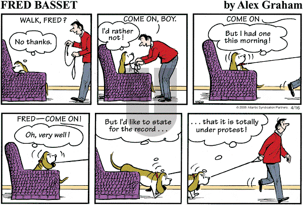 Fred Basset on Sunday April 16, 2006 Comic Strip