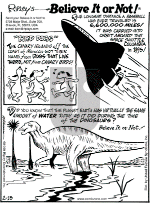 Ripley's Believe It or Not on Saturday February 13, 1999 Comic Strip