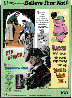 Ripley's Believe It or Not on Friday January 18, 2019 Comic Strip