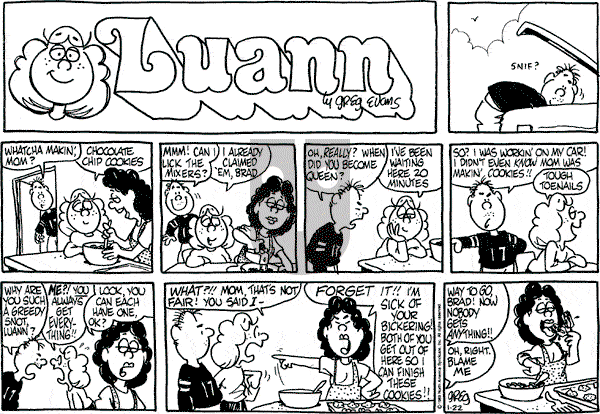 Luann on Sunday January 22, 1989 Comic Strip