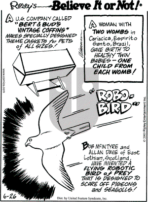 Ripley's Believe It or Not on Thursday June 26, 2003 Comic Strip