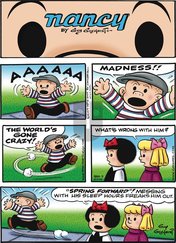 Nancy on Sunday March 9, 2014 Comic Strip