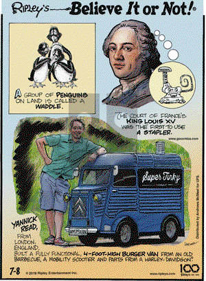 Ripley's Believe It or Not on Monday July 8, 2019 Comic Strip