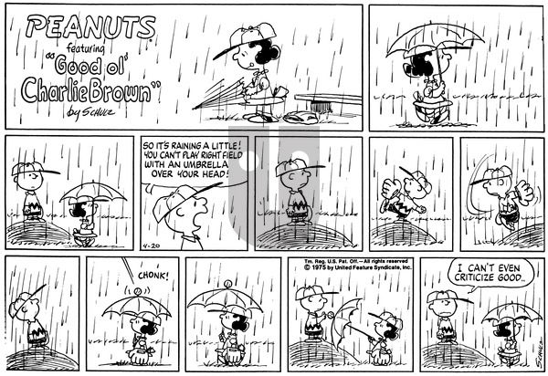 Peanuts on Sunday April 20, 1975 Comic Strip