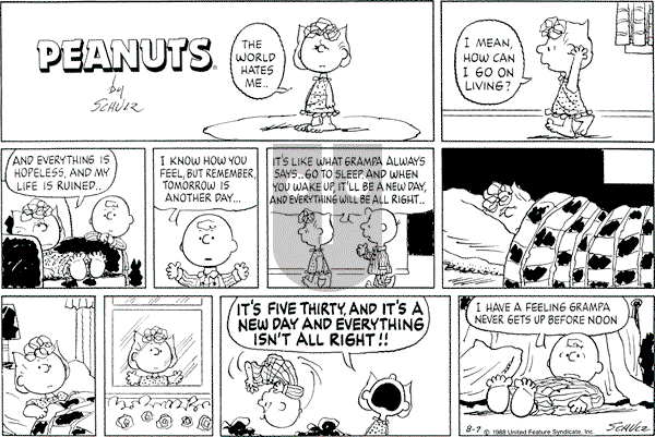 Peanuts - Sunday August 7, 1988 Comic Strip