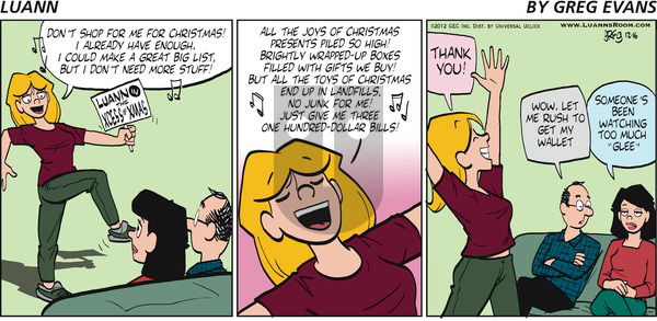 Luann on Sunday December 16, 2012 Comic Strip