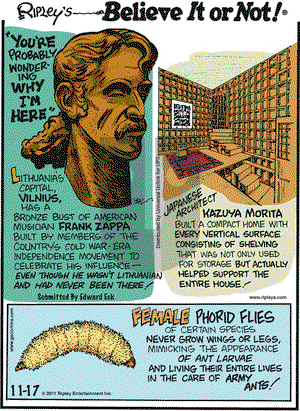 Ripley's Believe It or Not on Thursday November 17, 2011 Comic Strip