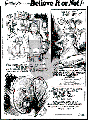 Ripley's Believe It or Not on Saturday July 22, 2006 Comic Strip