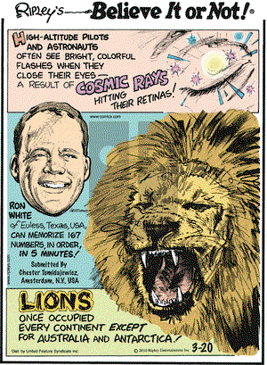 Ripley's Believe It or Not on Saturday March 20, 2010 Comic Strip
