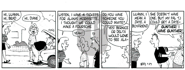 Luann on Monday July 29, 1996 Comic Strip