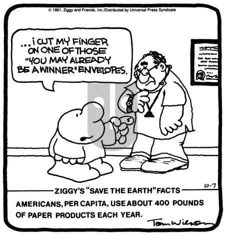 Ziggy - Monday October 7, 1991 Comic Strip