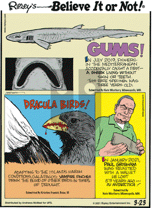 Ripley's Believe It or Not on Tuesday March 23, 2021 Comic Strip