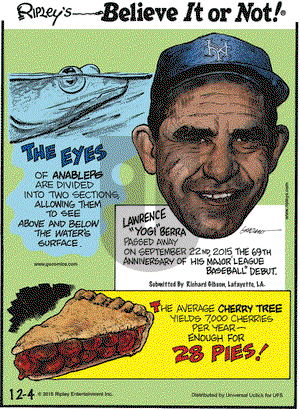 Ripley's Believe It or Not on Friday December 4, 2015 Comic Strip