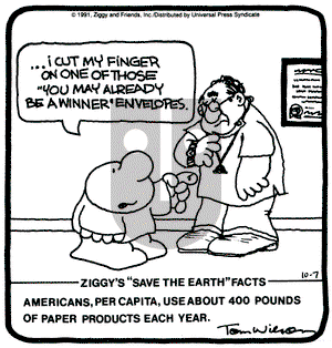 Ziggy on Monday October 7, 1991 Comic Strip