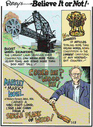 Ripley's Believe It or Not on Friday January 15, 2010 Comic Strip