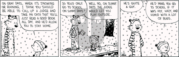 Calvin and Hobbes on Tuesday January 20, 2015 Comic Strip