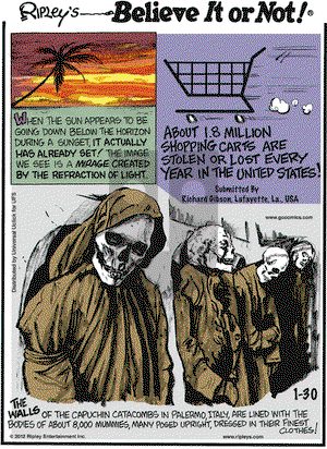 Ripley's Believe It or Not on Monday January 30, 2012 Comic Strip