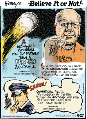 Ripley's Believe It or Not on Saturday June 27, 2015 Comic Strip