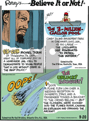 Ripley's Believe It or Not on Tuesday September 20, 2011 Comic Strip