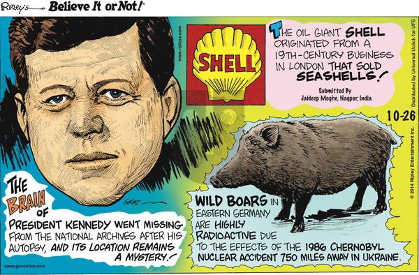 Ripley's Believe It or Not on Sunday October 26, 2014 Comic Strip