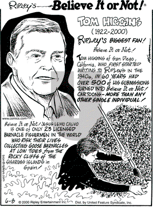 Ripley's Believe It or Not on Thursday June 8, 2000 Comic Strip
