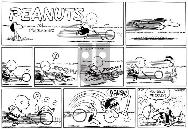 Peanuts on Sunday March 17, 1957 Comic Strip