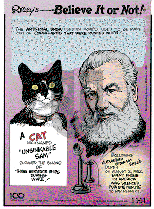 Ripley's Believe It or Not on Monday November 11, 2019 Comic Strip