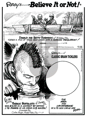 Ripley's Believe It or Not on Tuesday July 25, 2006 Comic Strip