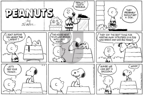 Peanuts on Sunday February 5, 1989 Comic Strip